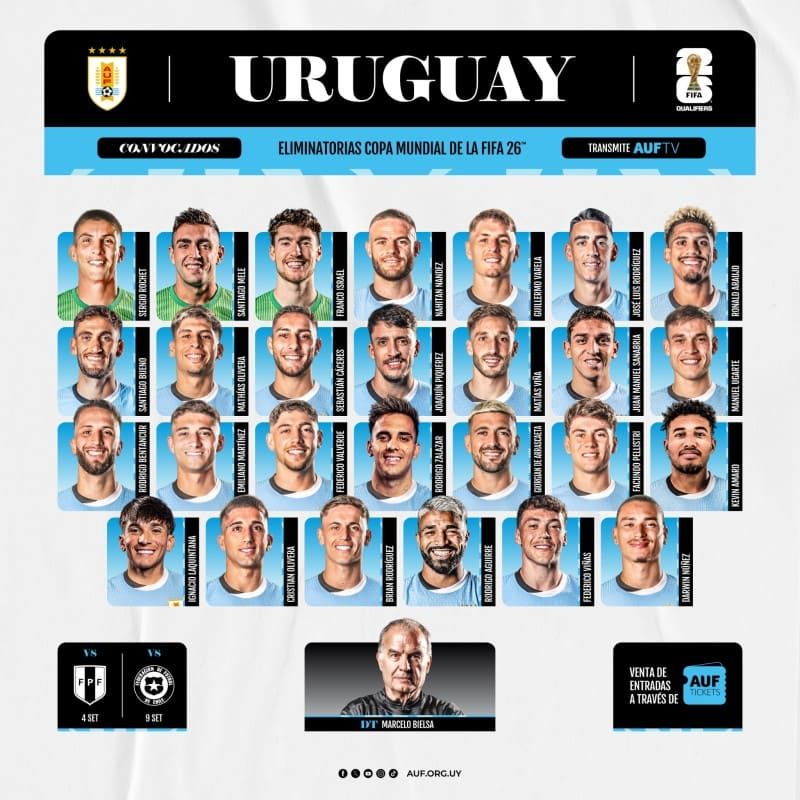 Convocatoria de Uruguay jornadas 17 y 18